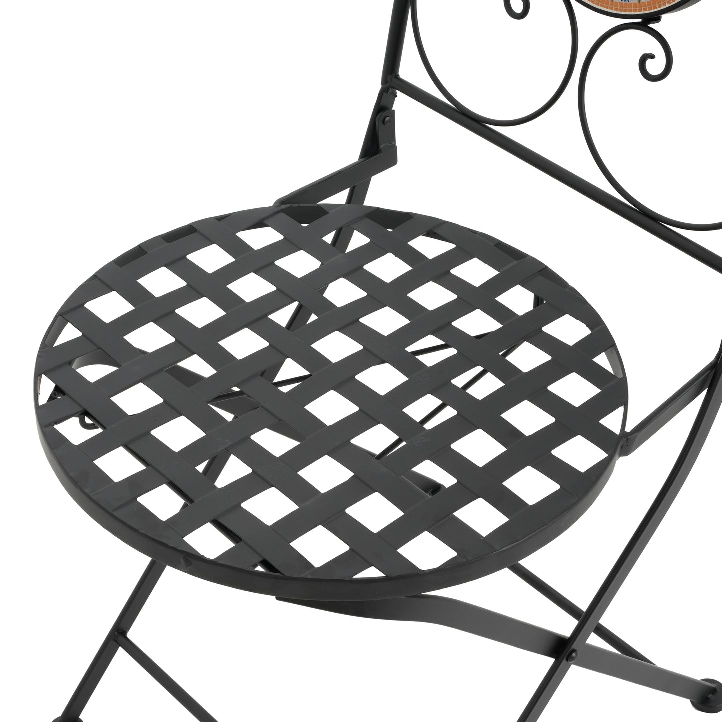 Eamone Outdoor Patio Chat Set, Ceramic Tile, Iron