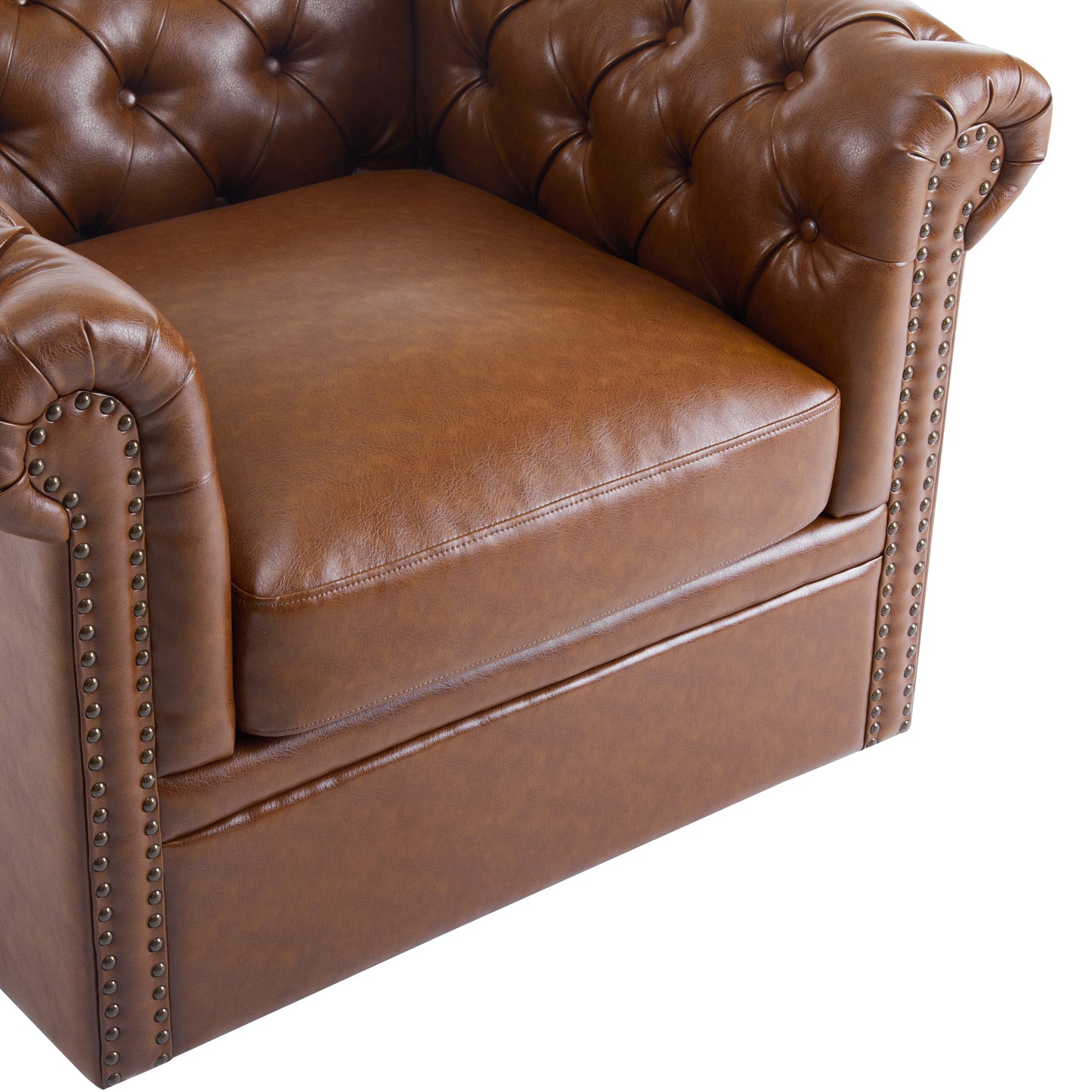 Lily Upholstered Tufted Chesterfield Swivel Club Chair