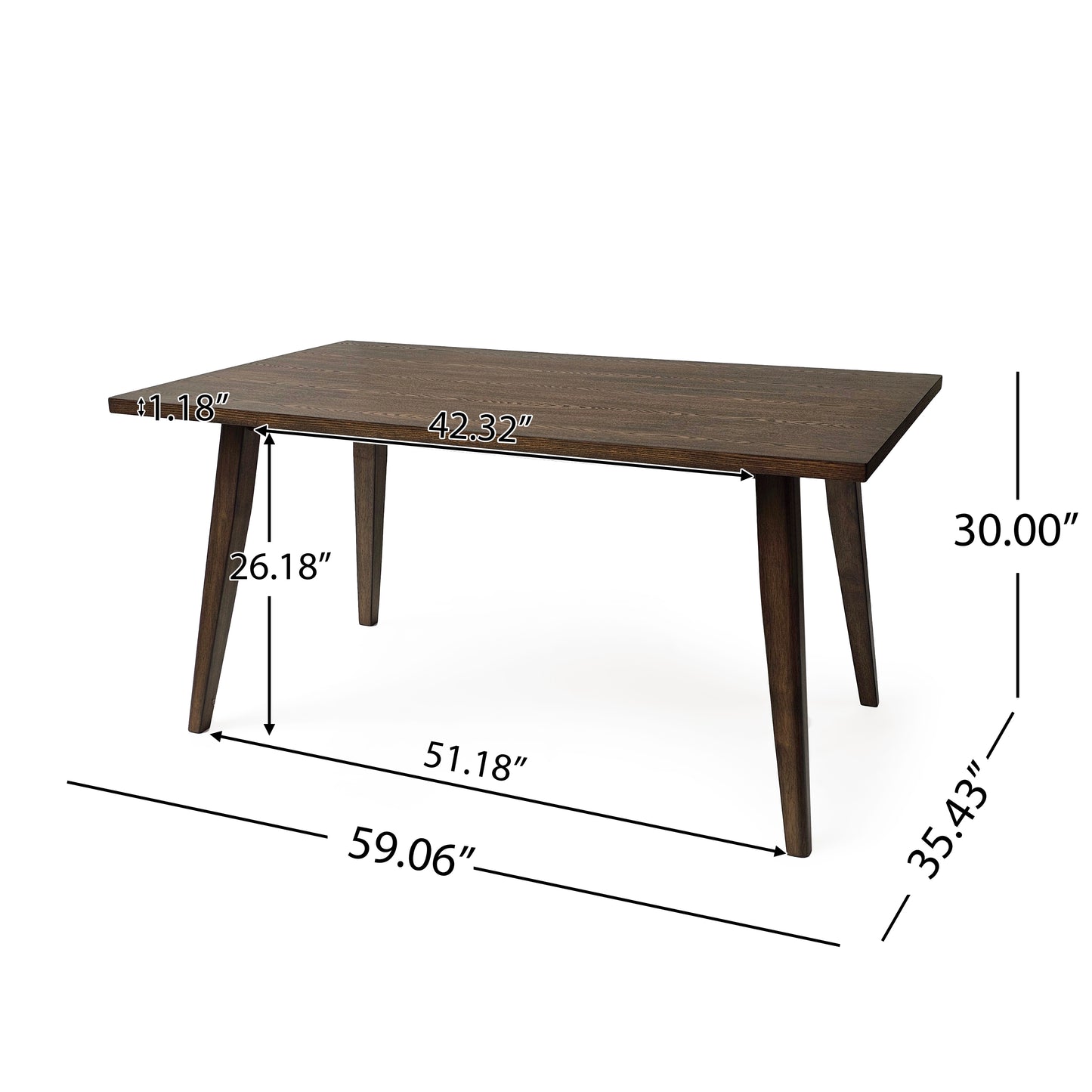 Kina Rubberwood 6-Seater Dining Table