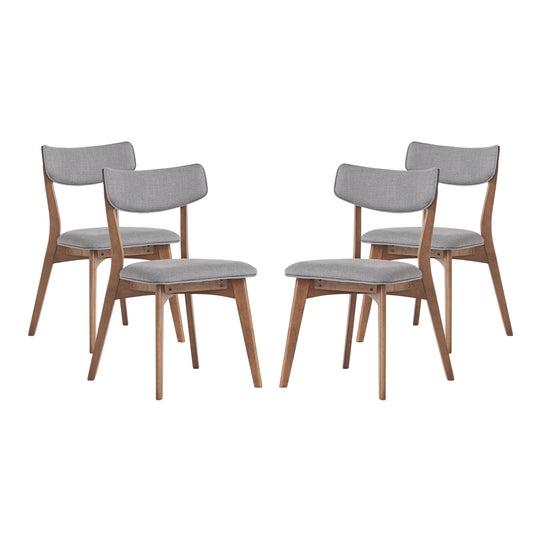 Wrene Mid-Century Walnut Finished Frame Dining Chairs, Set of 4