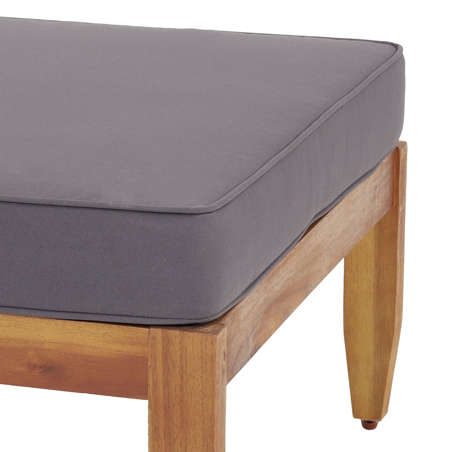 Sunbuea Wood Ottoman and Table Set with Dark Gray Cushions