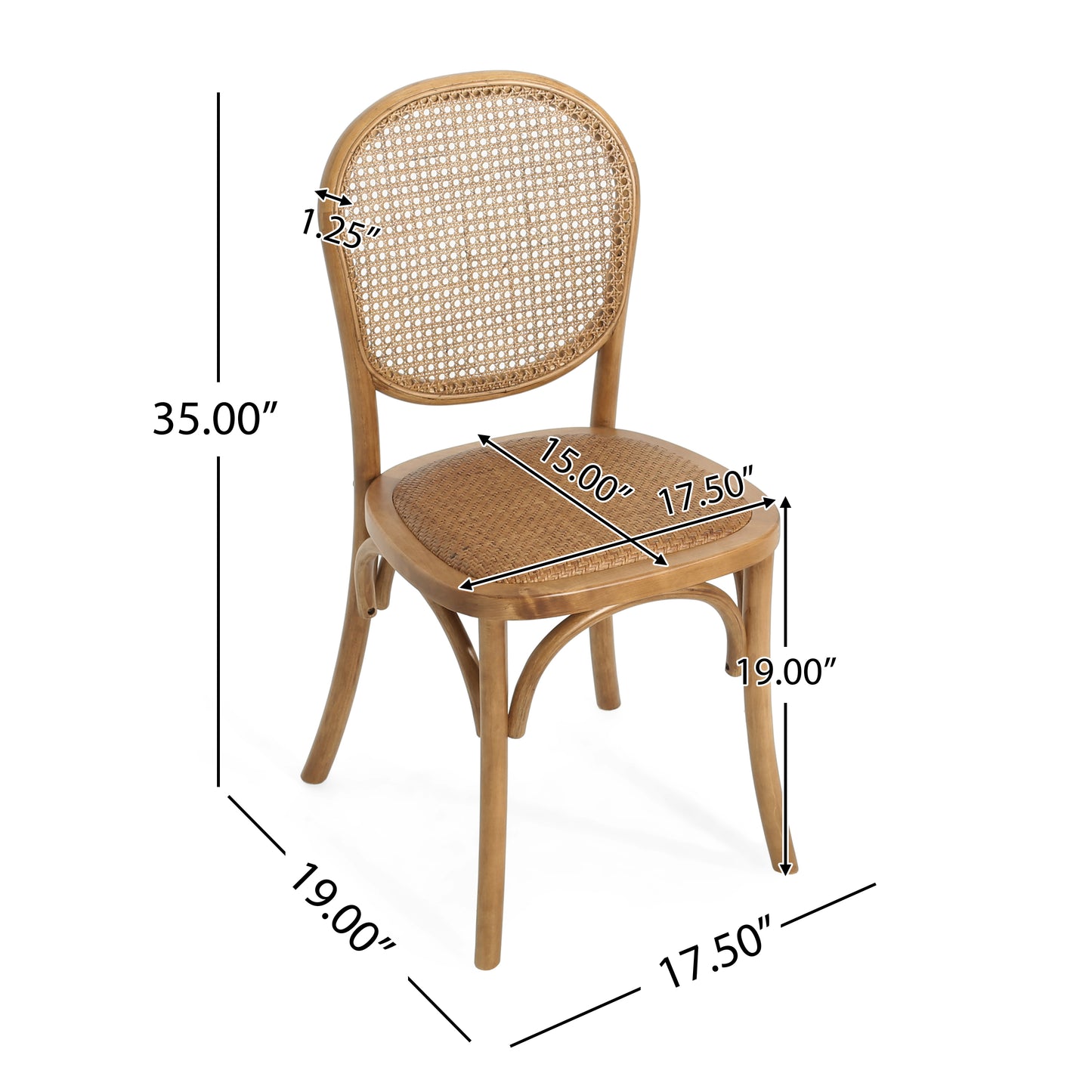 Torin Wood Dining Chair with Cane Rattan Wood Webbing