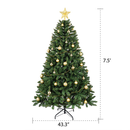Stellan 7.5FT Christmas Tree with 550 Warm White LED Lights – 1350 PVC & Hard Needle Tips, Hinged Branch Design, Sturdy Metal Stand – Full Realistic Holiday Tree