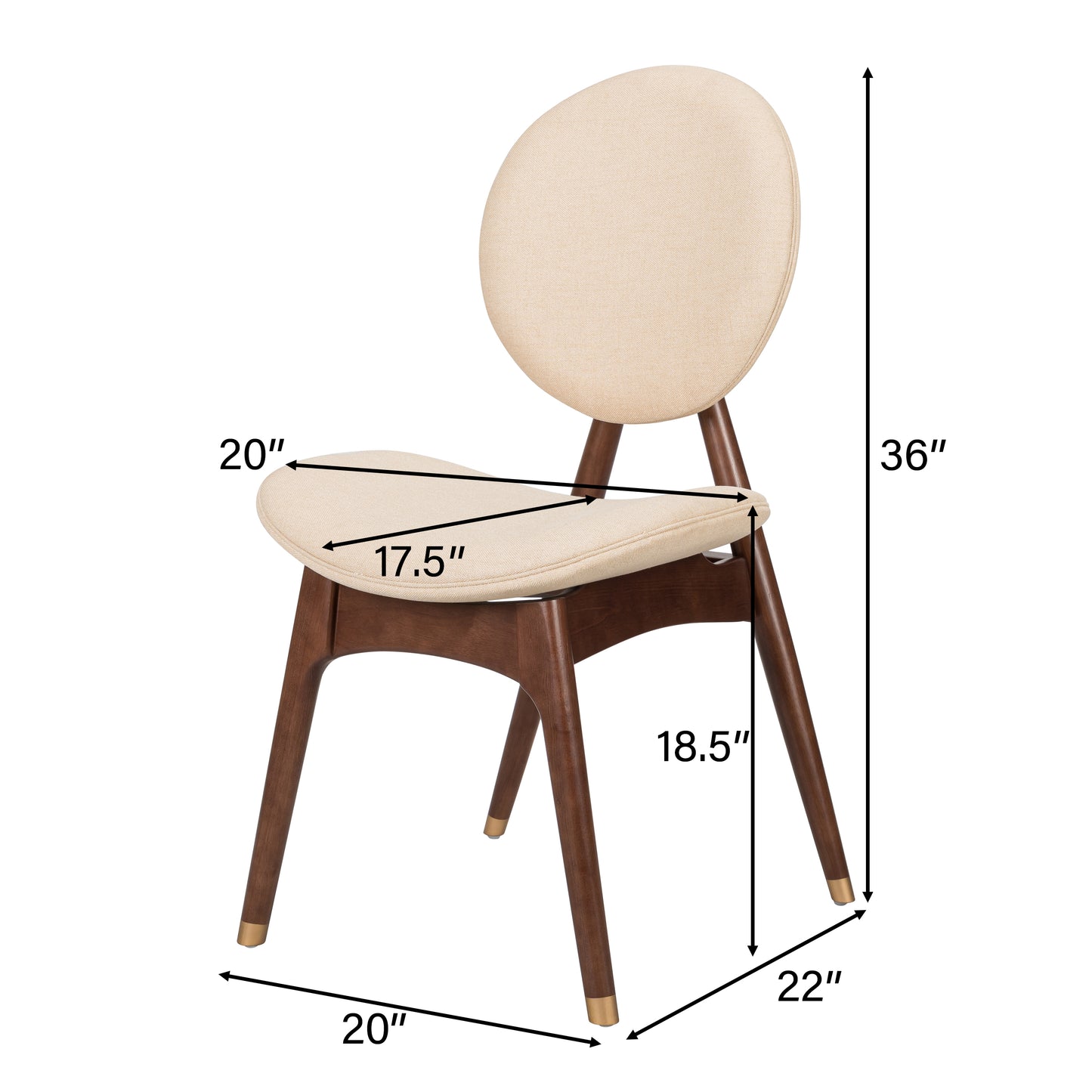 Nomi Upholstered Dining Chair with Curved Back Support and Solid Wood Frame