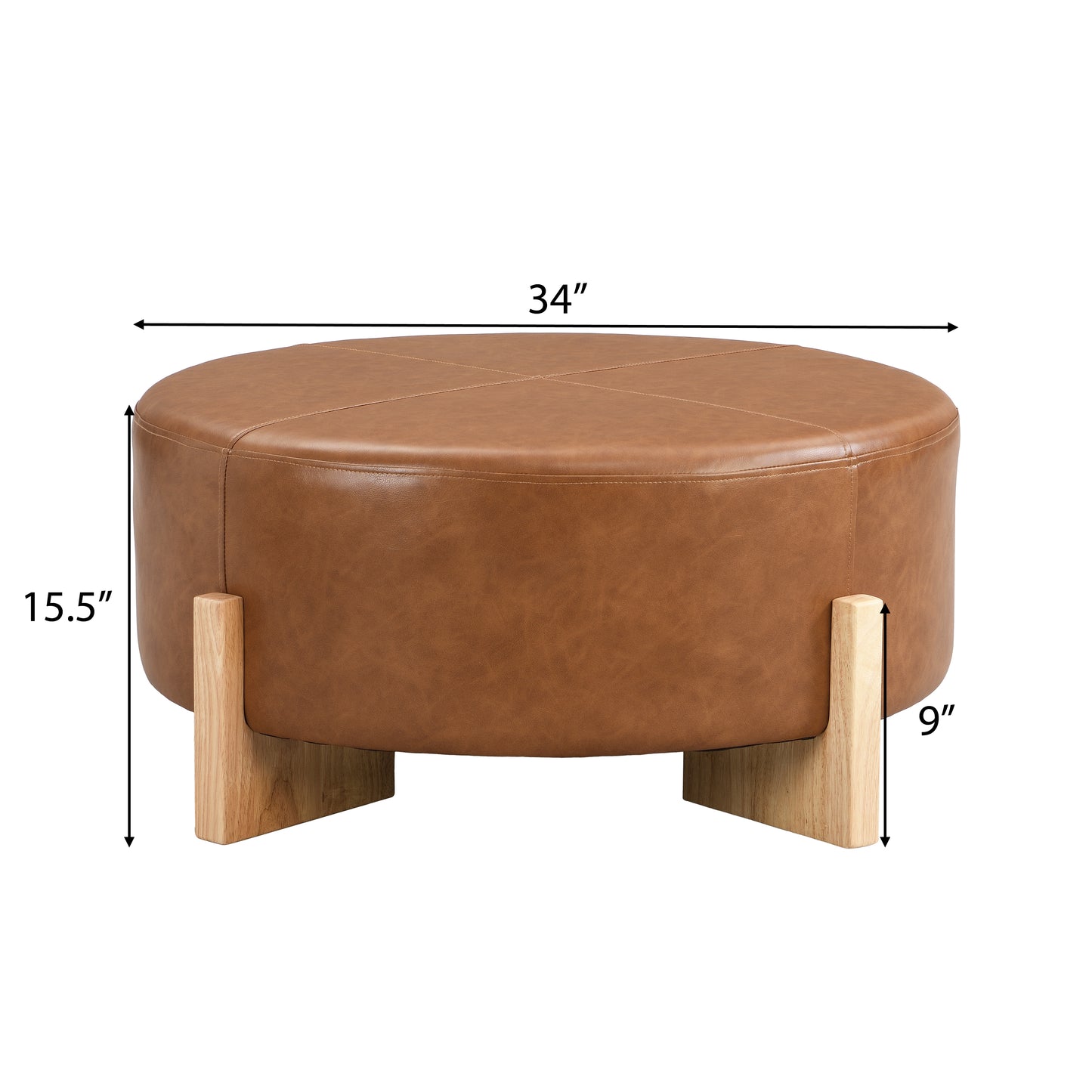 EcoParlor Upholstered PU Leather Round Ottoman