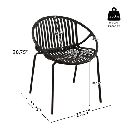 Hespera Patio Dining Chairs with Metal Legs & Breathable Plastic Backrest