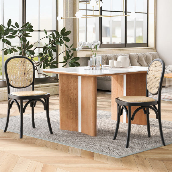 Torin Wood Dining Chair with Cane Rattan Wood Webbing – GDFStudio