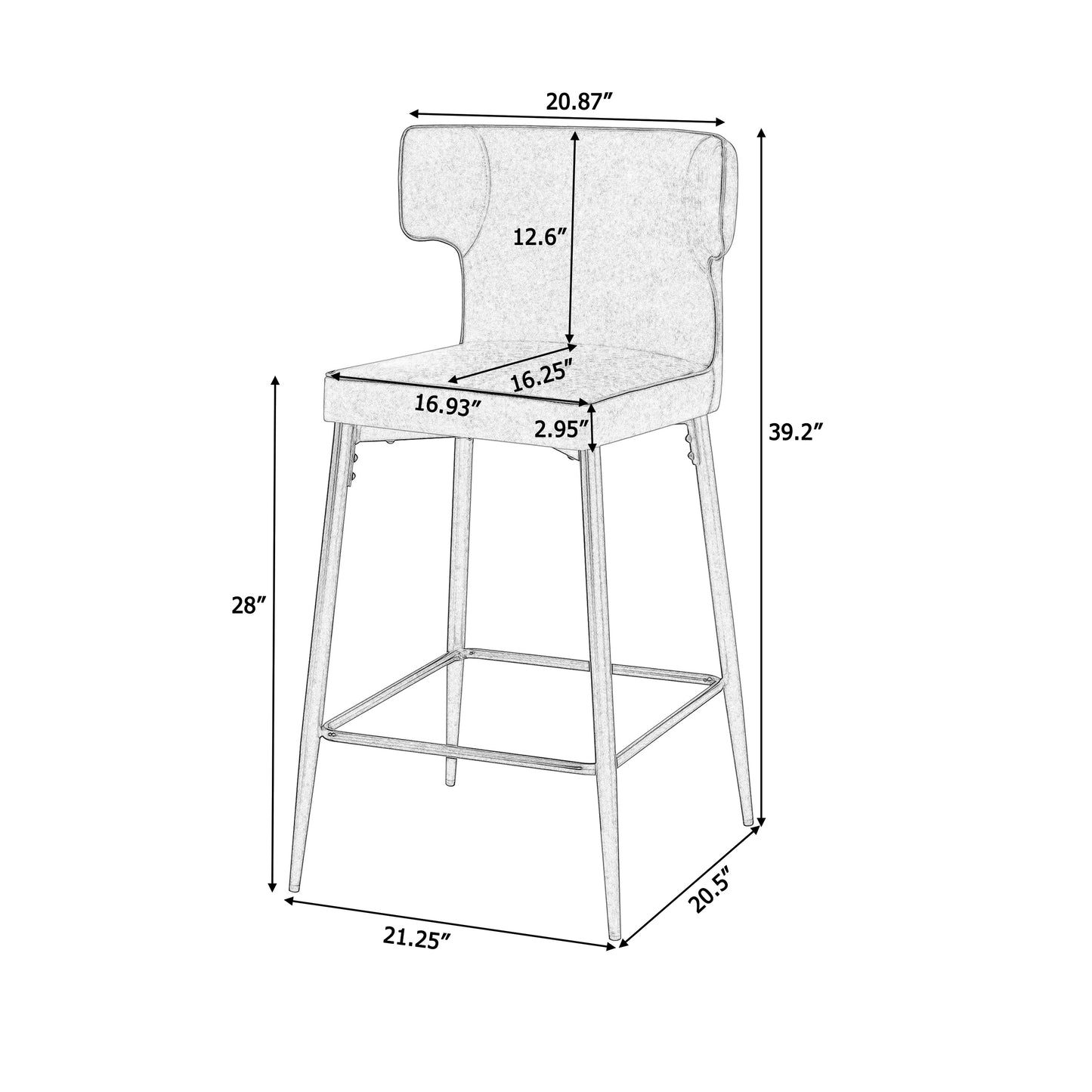 Kilburn Modern Upholstered Cushioned PU Leather Counter Stool with Footrest