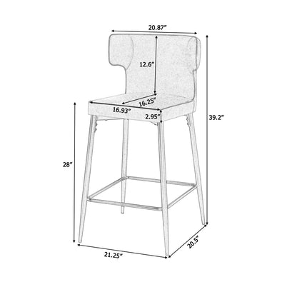 Kilburn Modern Upholstered Cushioned PU Leather Counter Stool with Footrest