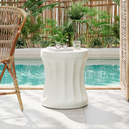 Hollis Outdoor Round Concrete Side Table