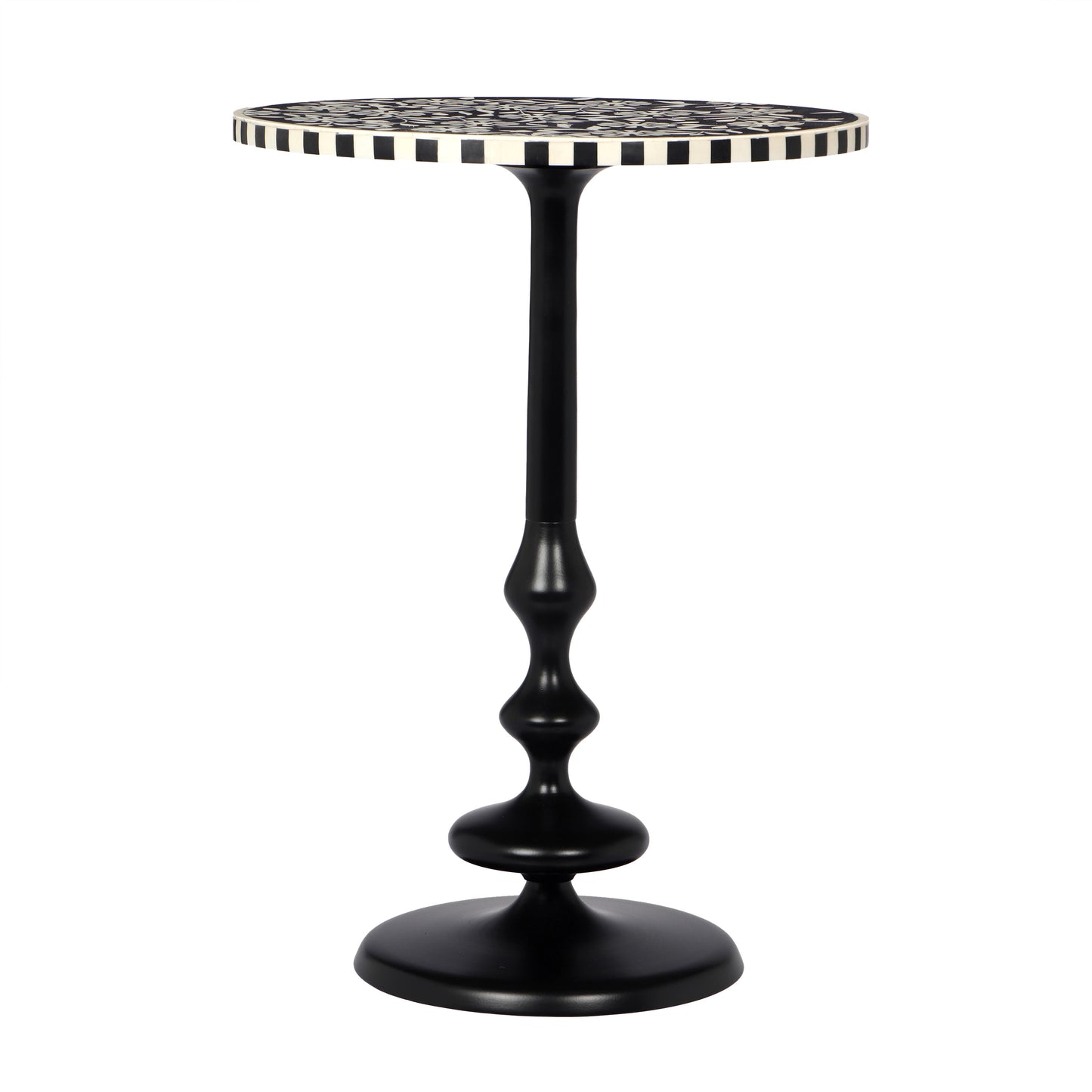 Civona Round End Table Side Table with Geometric Patterned Top