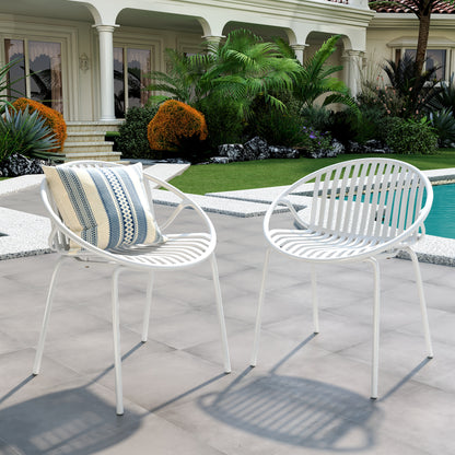 Hespera Patio Dining Chairs with Metal Legs & Breathable Plastic Backrest