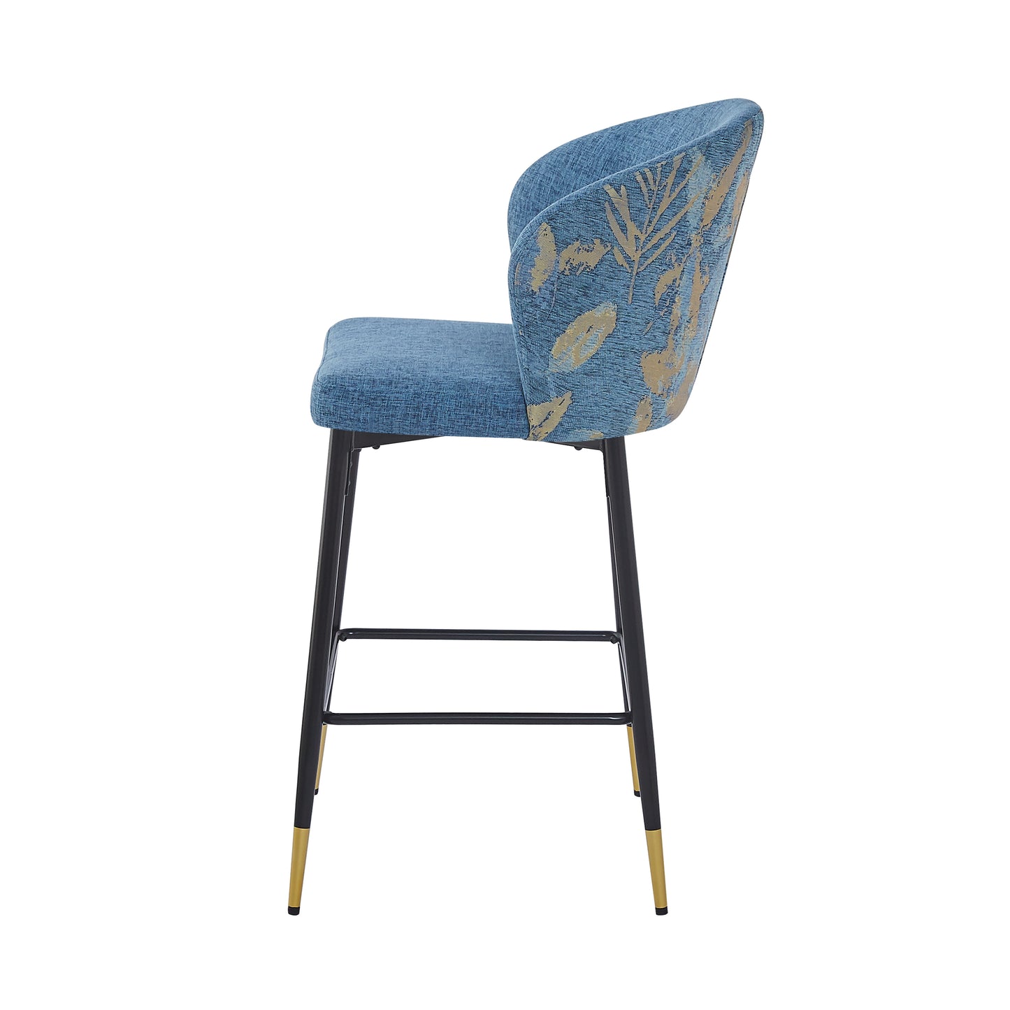 Kilrath Upholstered Wingback Bar Stools with Footrest, Powder Coated Iron