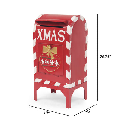 HolidayHaven Red Iron Christmas Mailbox Christmas decoration