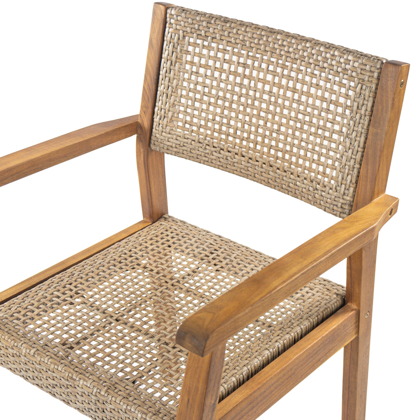 Summerlyn Patio Acacia Wood Dining Chairs, PE Wicker, Set of 2