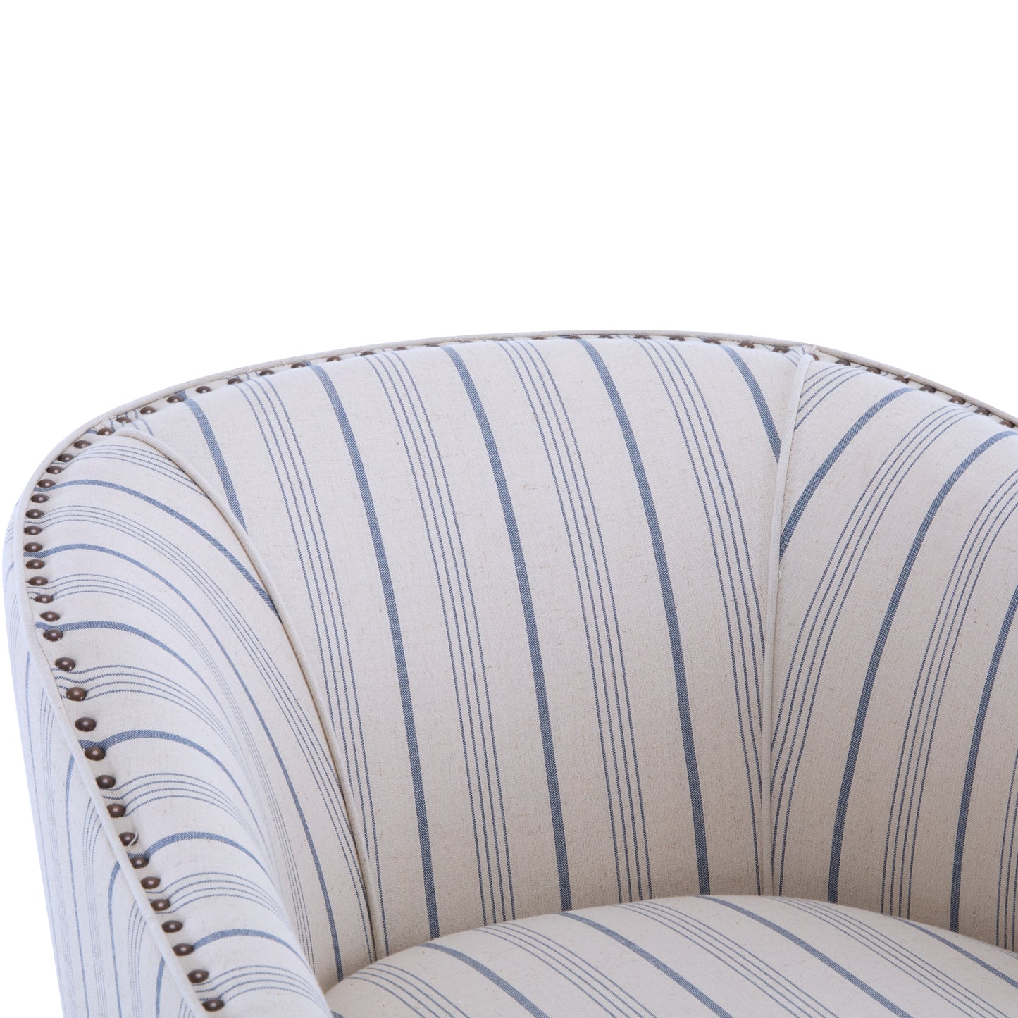 Hawthorne Beige and Blue Stripe Fabric Arm Chair (Set of 1)