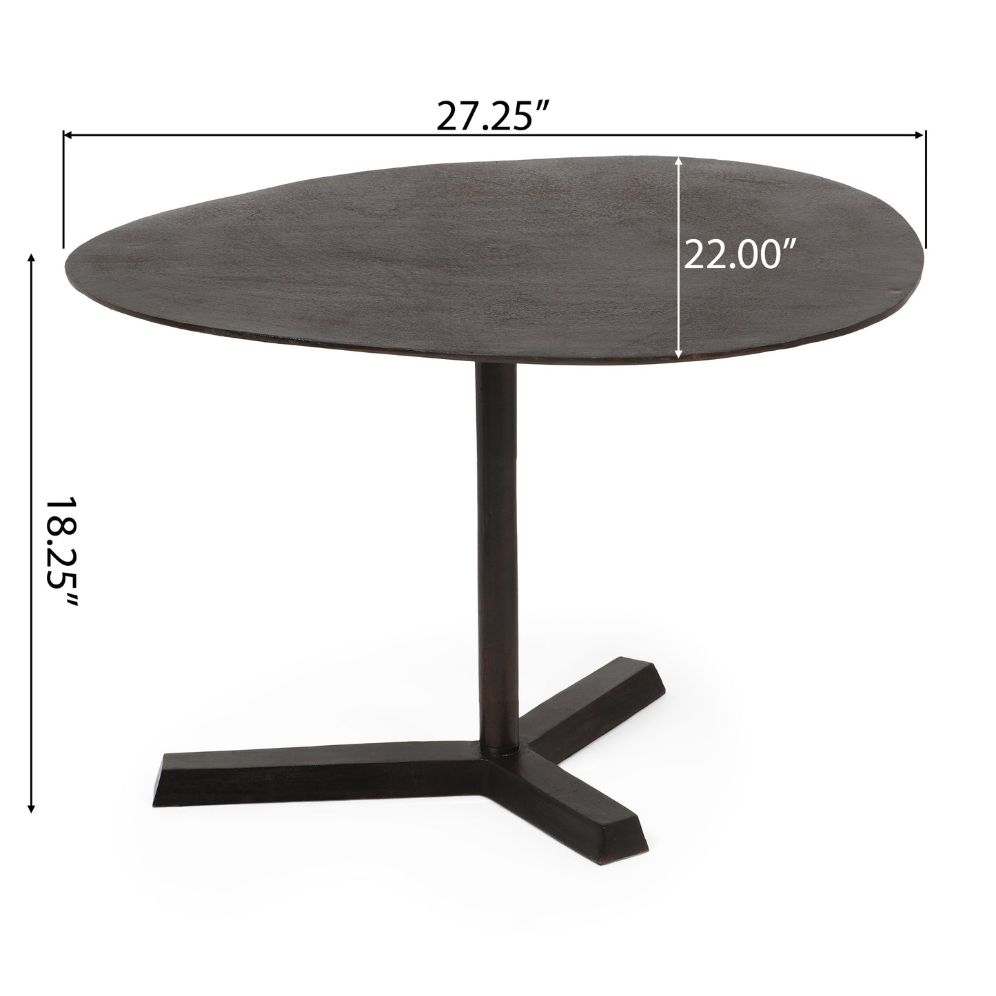 Forgey Industrial Handcrafted Aluminum Elliptical Side Table, Raw Bronze