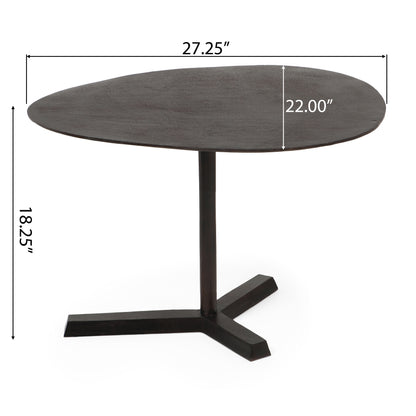 Forgey Industrial Handcrafted Aluminum Elliptical Side Table, Raw Bronze