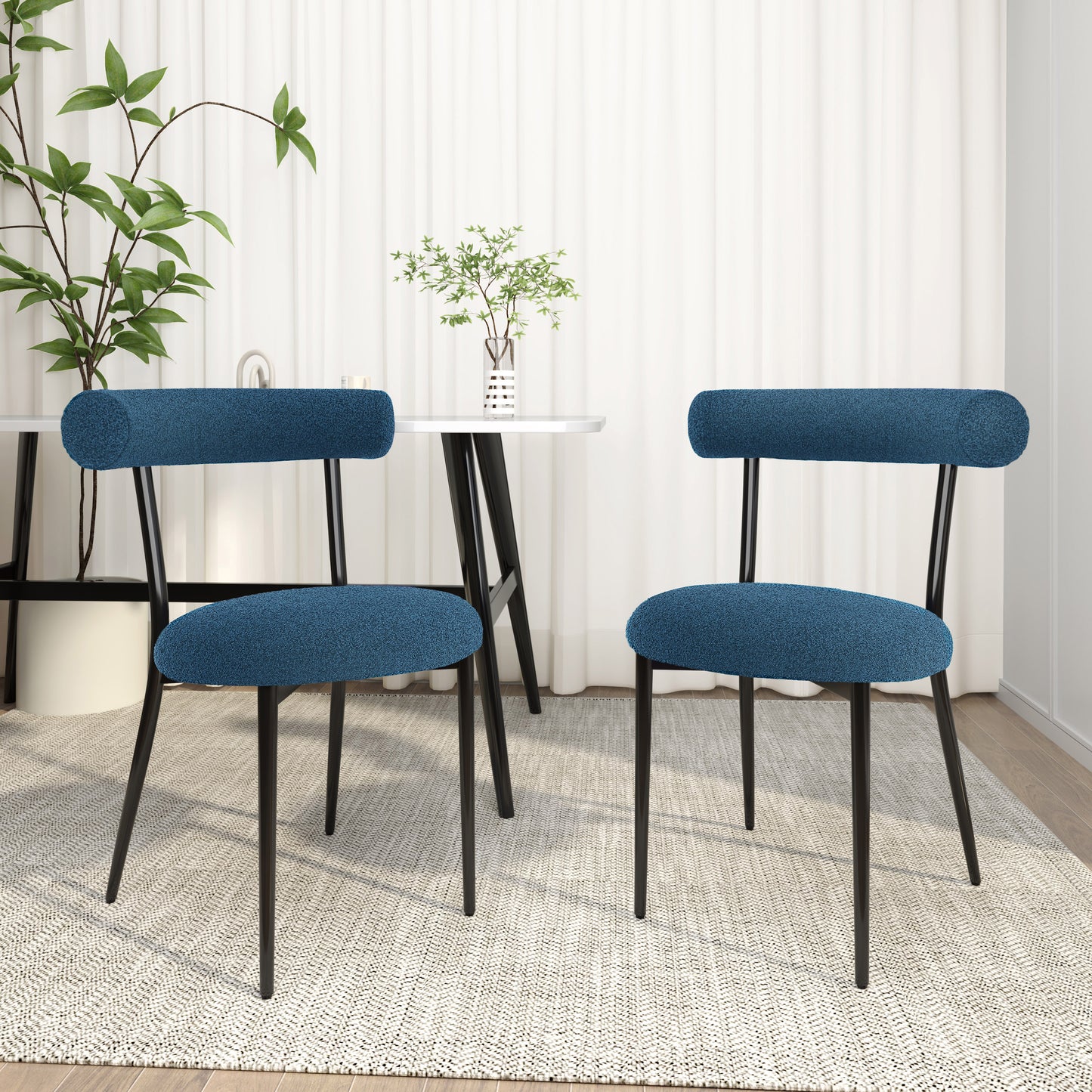 Daimona Fabric Upholstered Dining Chairs, Set of 2