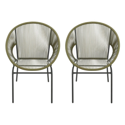 Carver Indoor & Outdoor Acapulco Weave Faux Rattan Club Chairs (Set of 2)