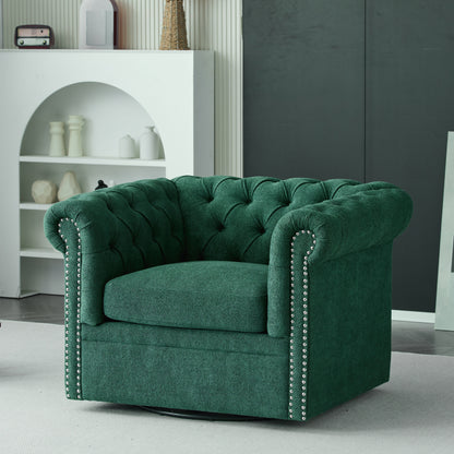 Lily Upholstered Tufted Chesterfield Swivel Club Chair