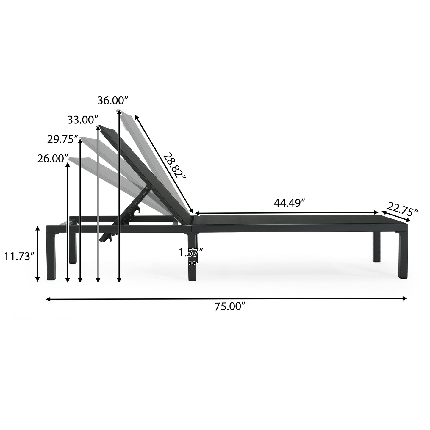 Ponair Outdoor Adjustable Chaise Lounge(Set of 2)