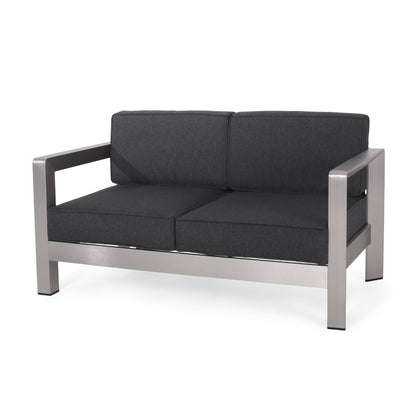 Alec Outdoor Aluminum Loveseat with Cushions