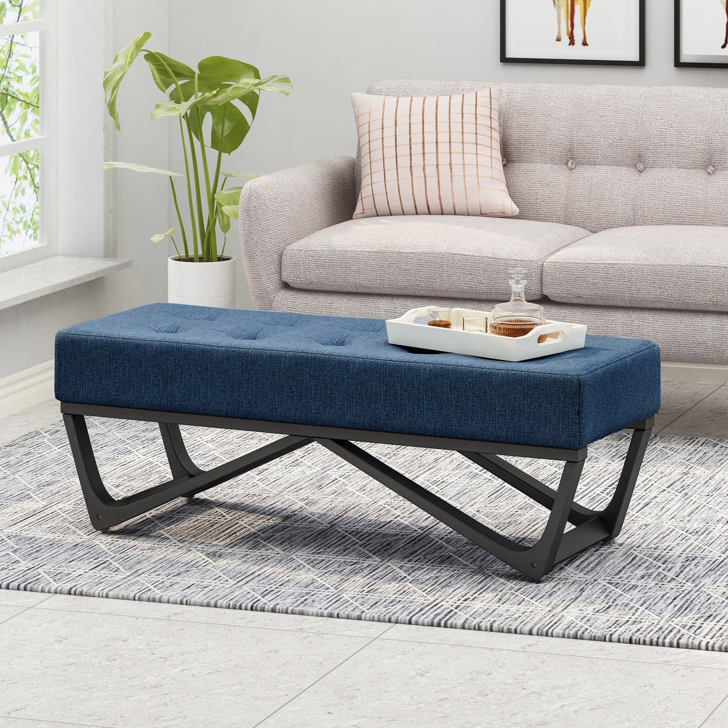 Lamphere Modern Velvet Ottoman Bench