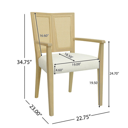 Serenal Modern Upholstered Dining Chairs with Cane Webbing,Set of 2
