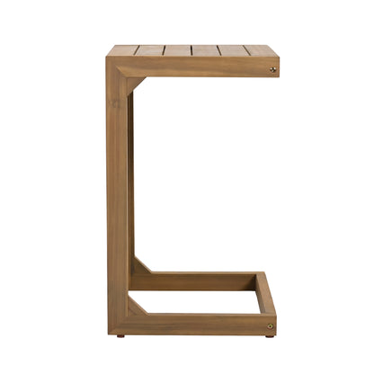 Elowen C-Shape Acacia Wood Accent End Table