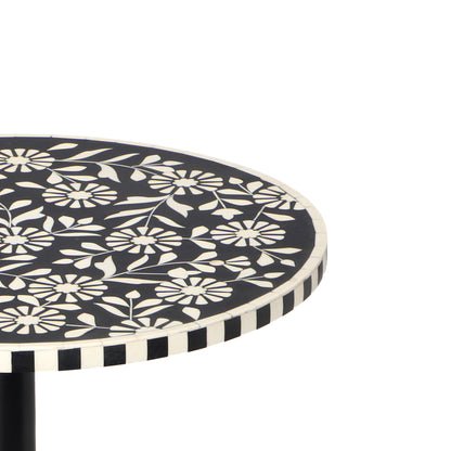 Civona Round End Table Side Table with Geometric Patterned Top