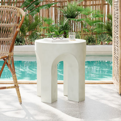 Audel Outdoor Patio Round Concrete Accent Table