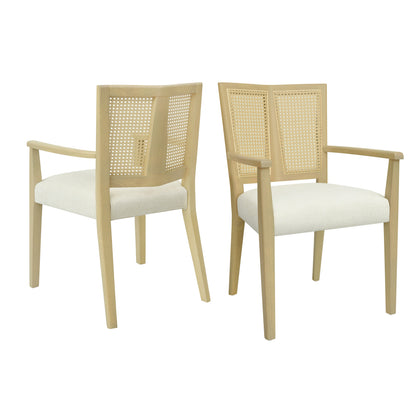Serenal Modern Upholstered Dining Chairs with Cane Webbing,Set of 2