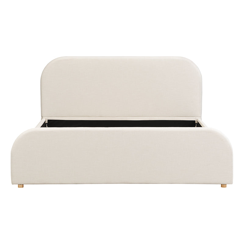 Halcyon Lanet Linen Upholstered King Size Bed Frame with Headboard, Modern King Bed Frame and Headboard, Wooden Slats Support, Easy Assembly, No Box Spring Needed, Beige