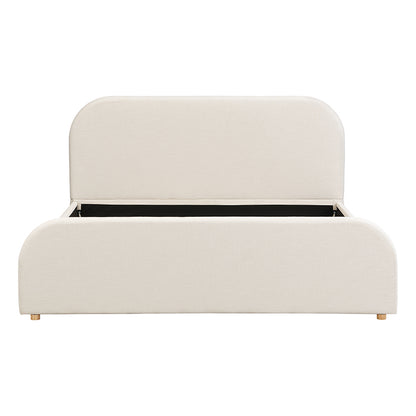 Halcyon Lanet Linen Upholstered King Size Bed Frame with Headboard, Modern King Bed Frame and Headboard, Wooden Slats Support, Easy Assembly, No Box Spring Needed, Beige