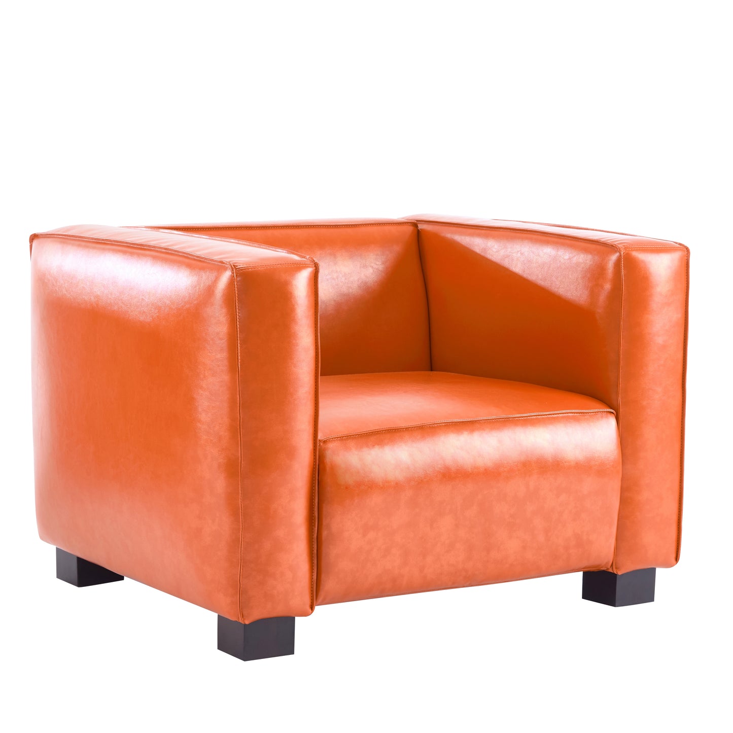 Minkler Orange Faux Leather Arm Chair