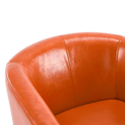 Jackson Orange Faux Leather Swivel Club Chair