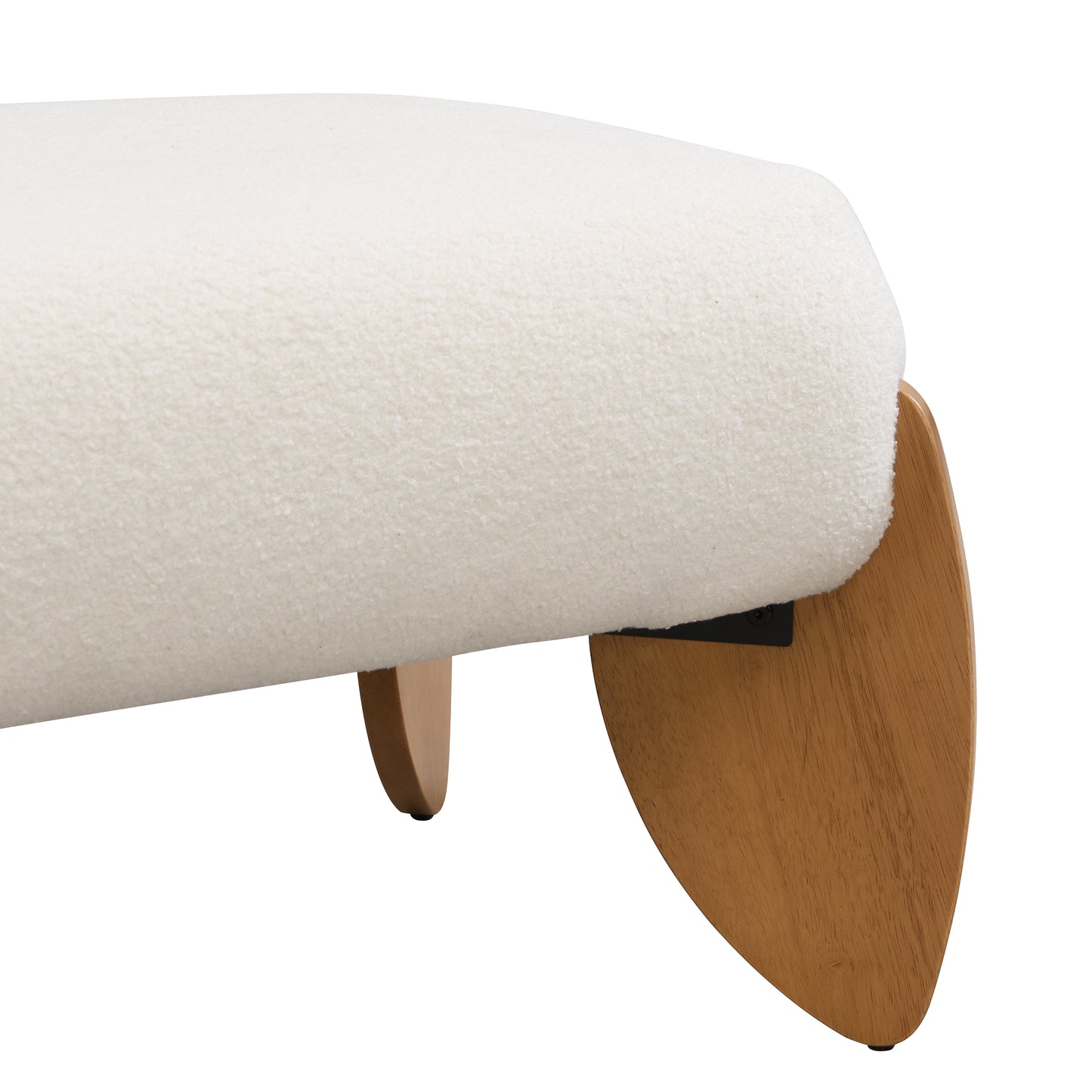 Sorena Modern Upholstered Loop Yarn Ottoman, Solid Wood