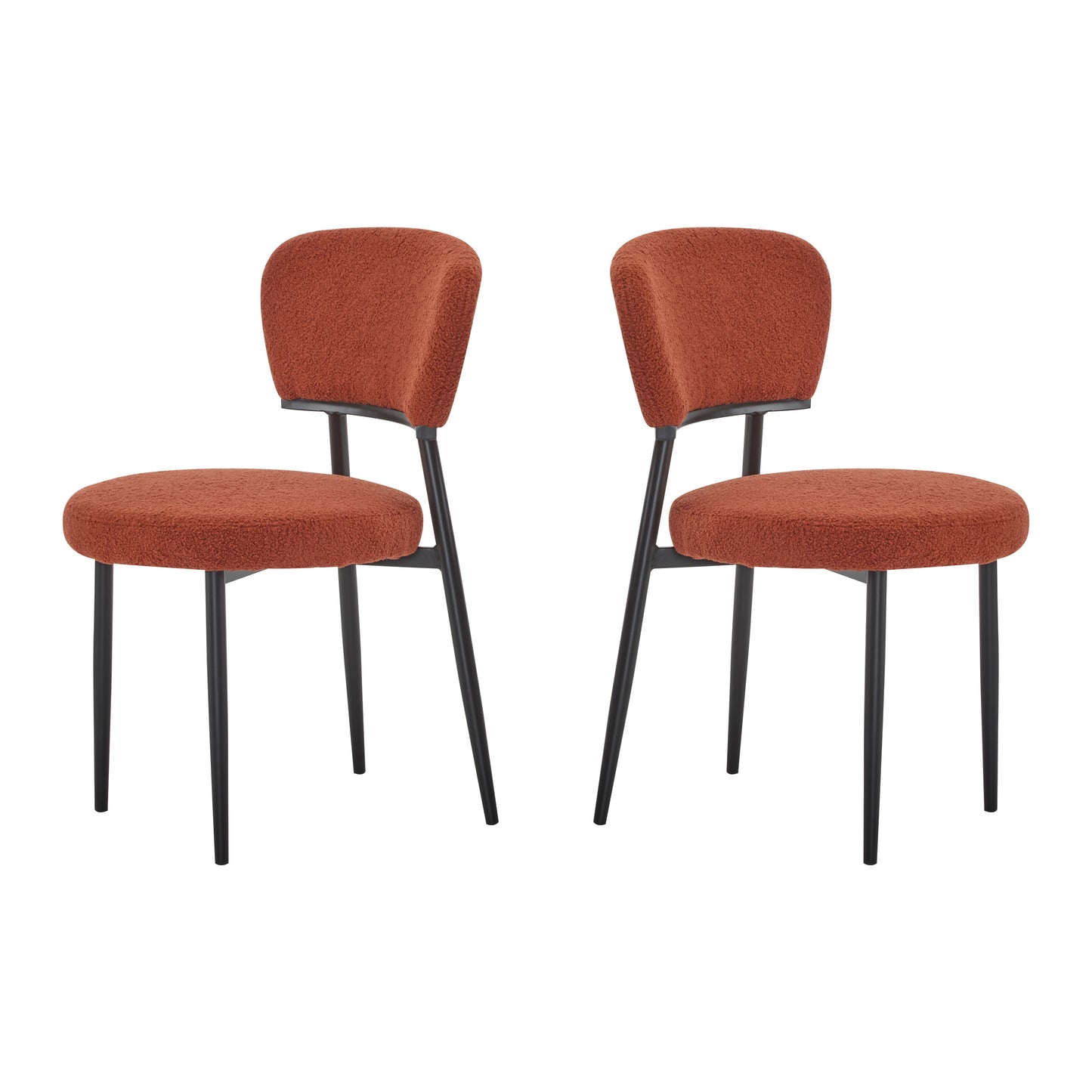 Leandera Modern Upholstered Dining Chairs, Metal Frame, Set of 2