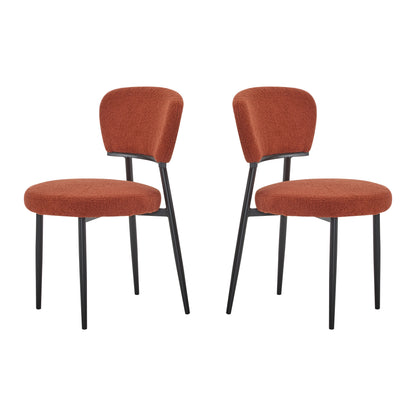 Leandera Modern Upholstered Dining Chairs, Metal Frame, Set of 2