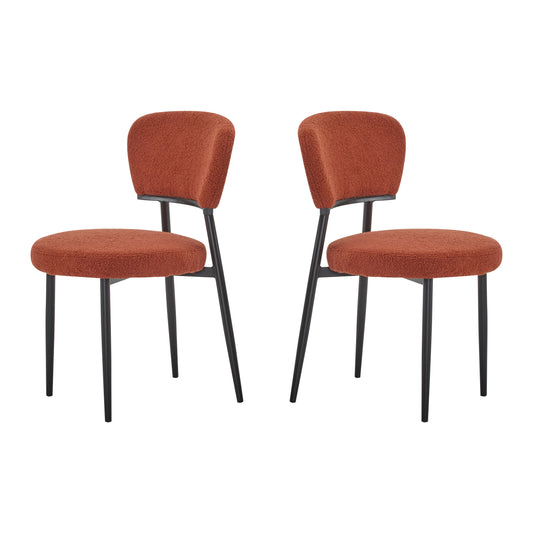 Leandera Modern Upholstered Dining Chairs, Metal Frame, Set of 2