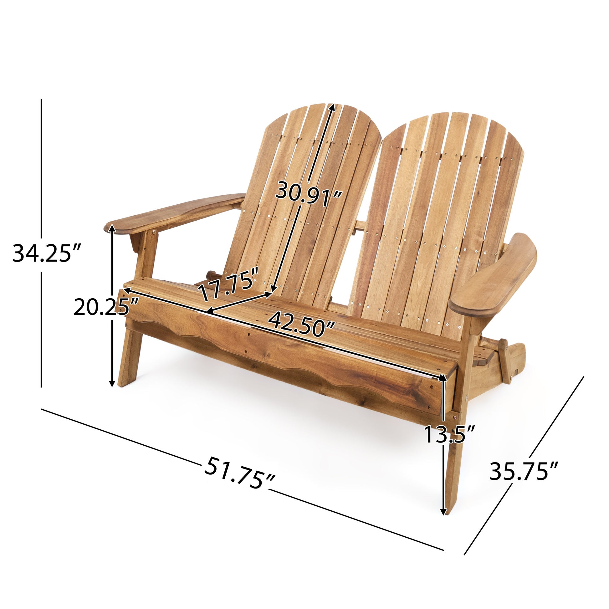 Vivian Outdoor Acacia Wood Adirondack Loveseat – GDFStudio