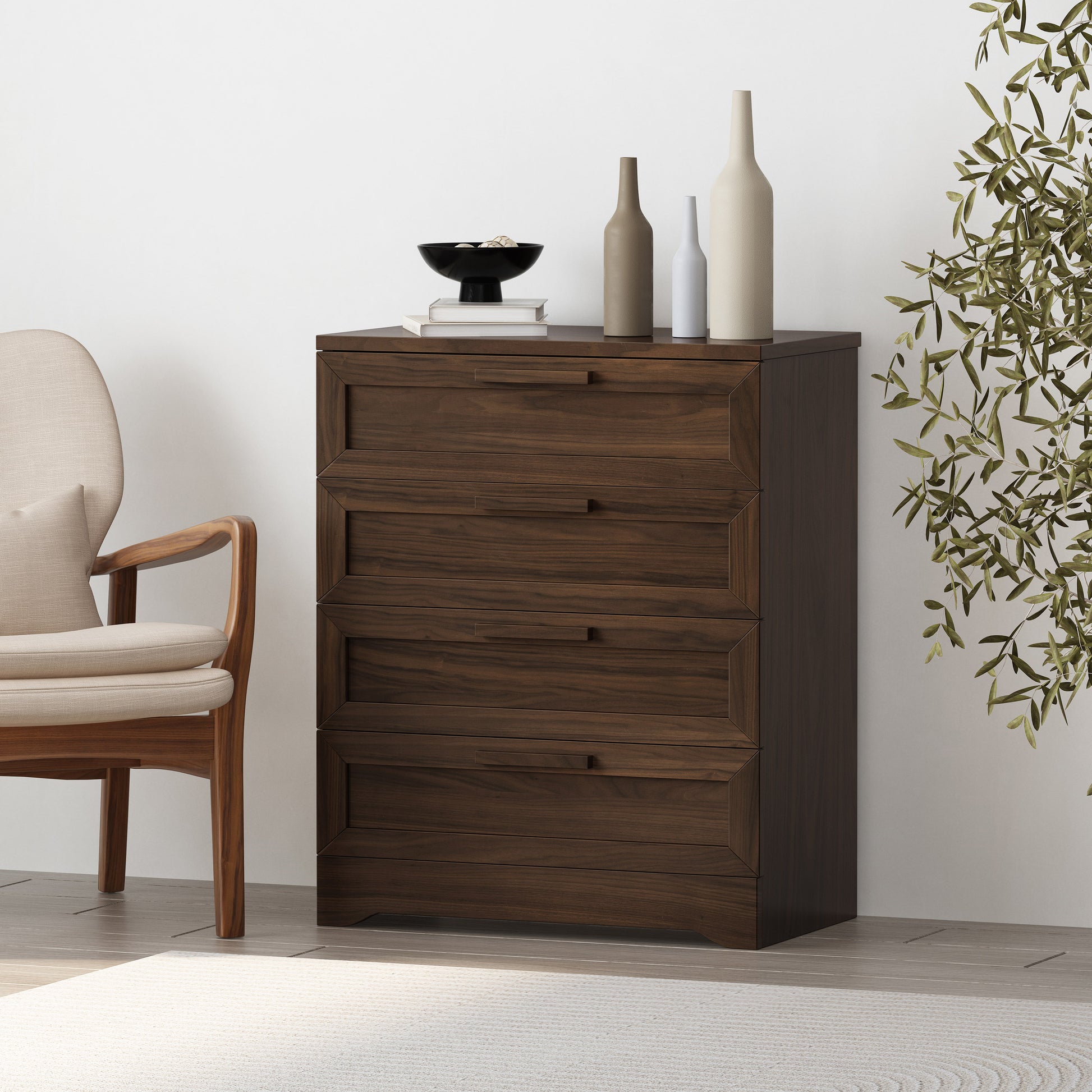 4 drawer dresser brown Broxon Rustic 4 Drawer Dresser – GDFStudio