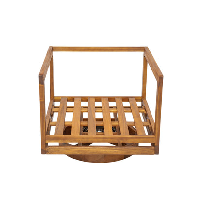 Cosima Natural Teak Swivel Outdoor Lounge Chair – Harmonious Design with Weather-Resistant Finish and Plush Beige Cushions
