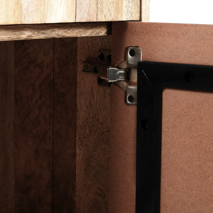 Jaspar Modern 18 in. Rustic Natural Wood Decorative Cabinet with 2 Drawers, 2 Doors