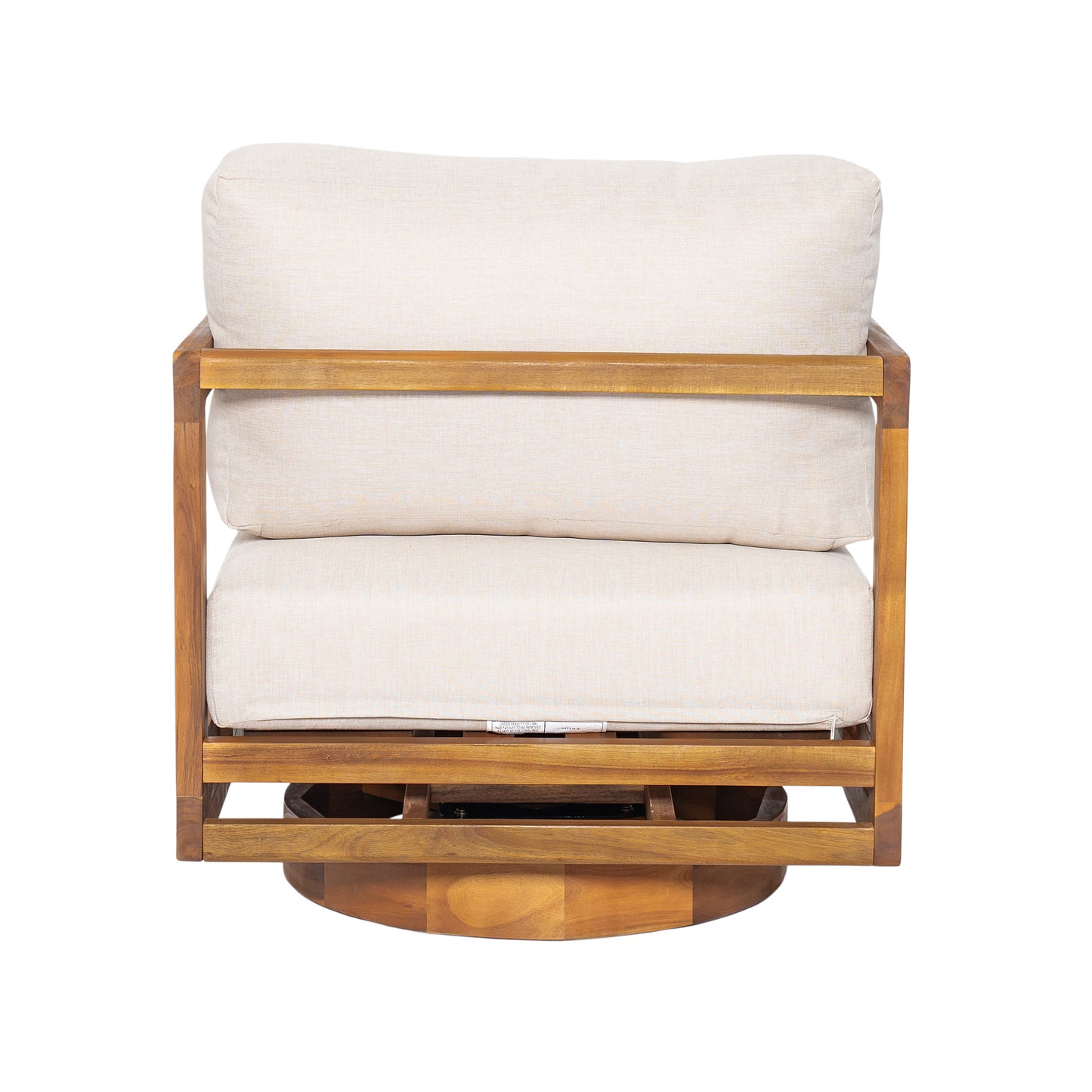 Cosima Natural Teak Swivel Outdoor Lounge Chair – Harmonious Design with Weather-Resistant Finish and Plush Beige Cushions