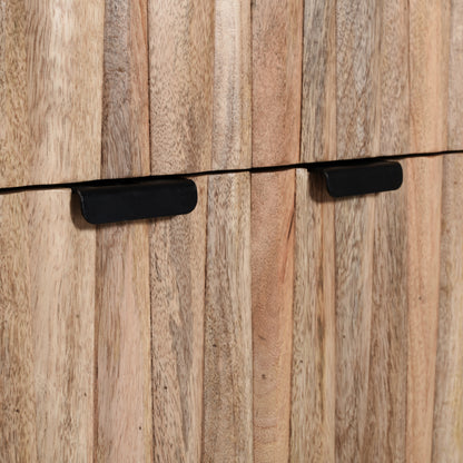 Jaspar Modern 18 in. Rustic Natural Wood Decorative Cabinet with 2 Drawers, 2 Doors