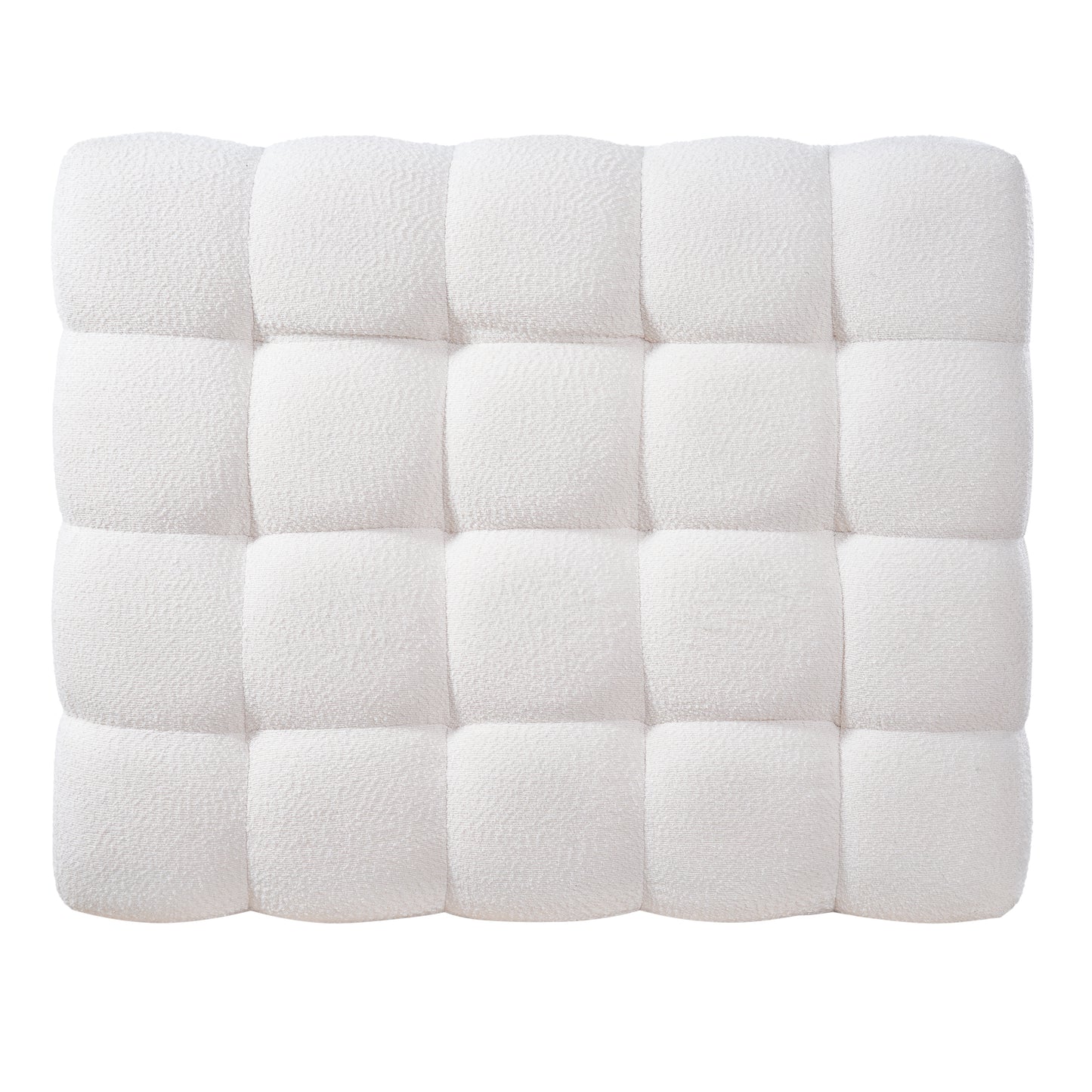 Hester White Bouclé Rectangular Ottoman – Plush Soft Polyester Upholstery with Natural Rubberwood Frame