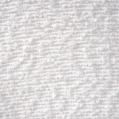 Hester White Bouclé Rectangular Ottoman – Plush Soft Polyester Upholstery with Natural Rubberwood Frame