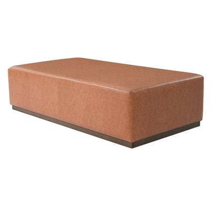 Kenelm Brown Faux Leather Ottoman – Rich Soft PU Upholstery with Sturdy Wood Frame for Warm Modern Primary Living Elegance